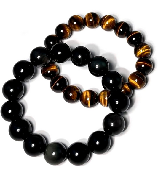 Bracelet Tigre eye and Black Obsidian
