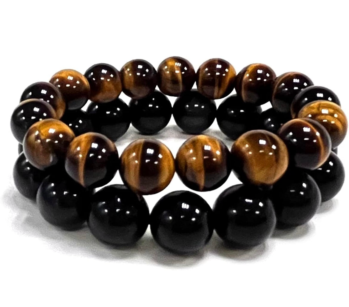 Bracelet Tigre eye and Black Obsidian