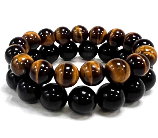 Bracelet Tigre eye and Black Obsidian
